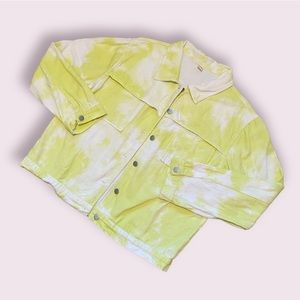 Tie-Dye Denim Jacket, Chartreuse, Size Large